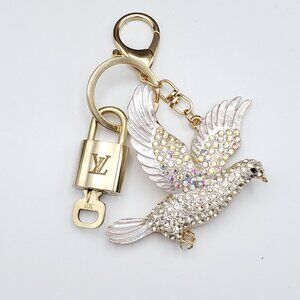 Authentic Louis Vuitton Lock & Key with Unbranded Dove Charm, Keychain
